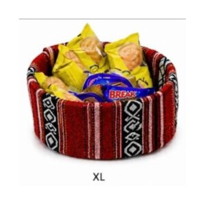 كاسة مقاس XL لطقم الشاي لون أحمر مخطط أسود
