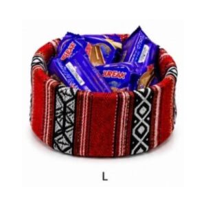 كاسة مقاس L لطقم الشاي لون أحمر مخطط أسود